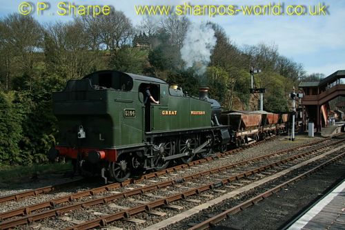 5164 with ballast wagons at Bewdley